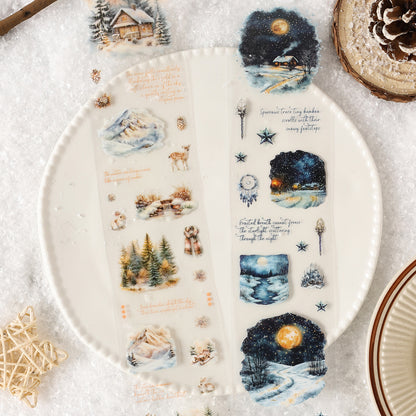 S-42 Dark Phantom Cloud Snow Series Sticker Tape Winter Theme Landscaping 6Style