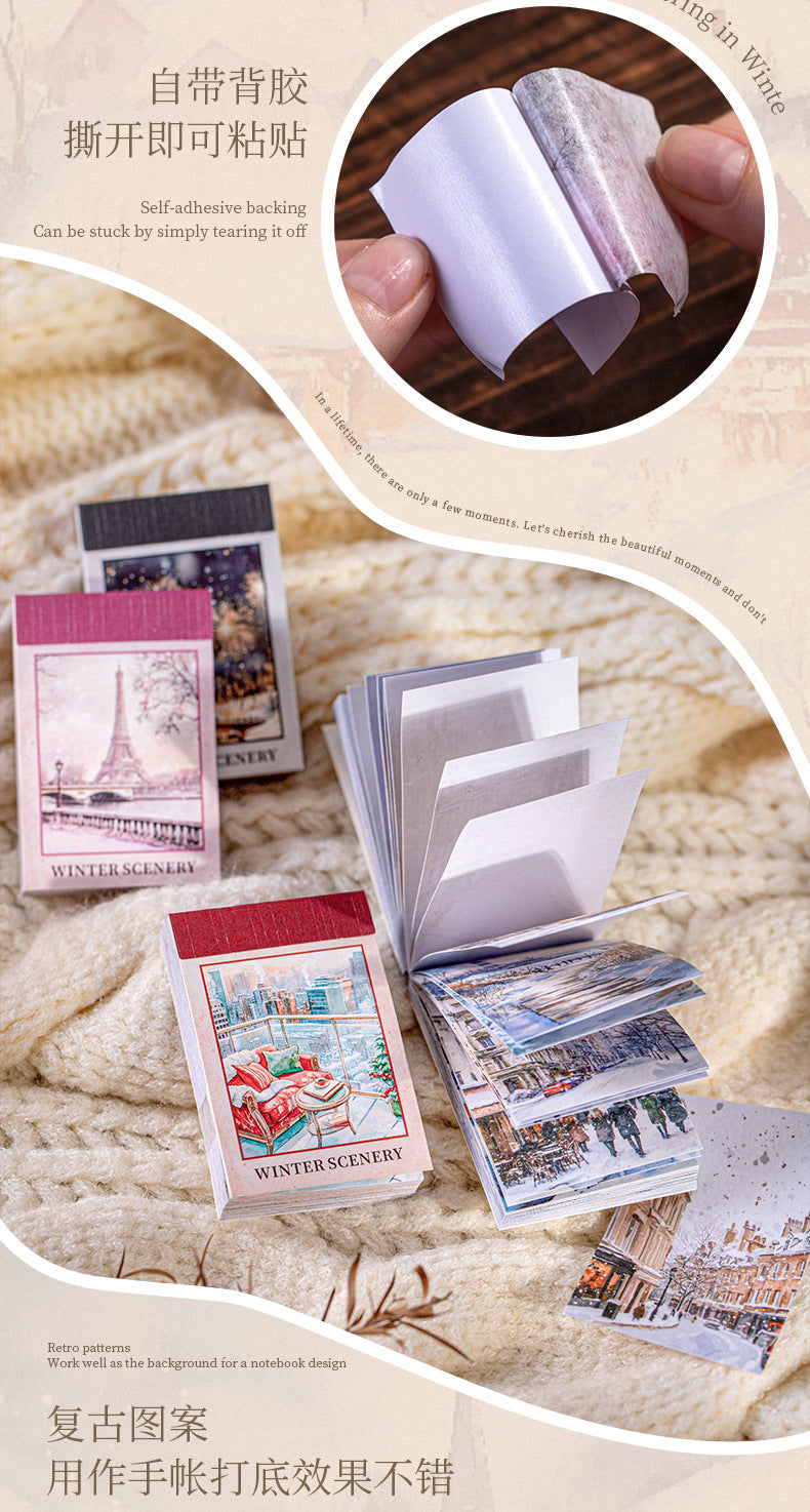 S-18   Sticker Book Winter Light Collection 50Winter Scenery Theme Material 4Style