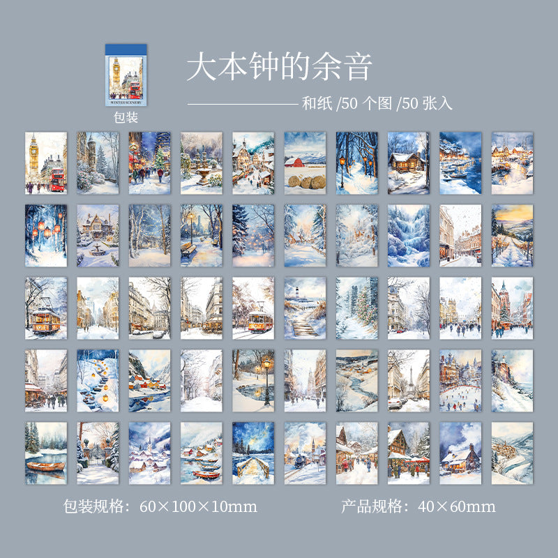 S-18   Sticker Book Winter Light Collection 50Winter Scenery Theme Material 4Style