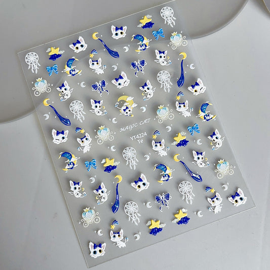 MINI-11 Shell Light Bowknot Kitten Stickers