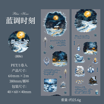 S-42 Dark Phantom Cloud Snow Series Sticker Tape Winter Theme Landscaping 6Style