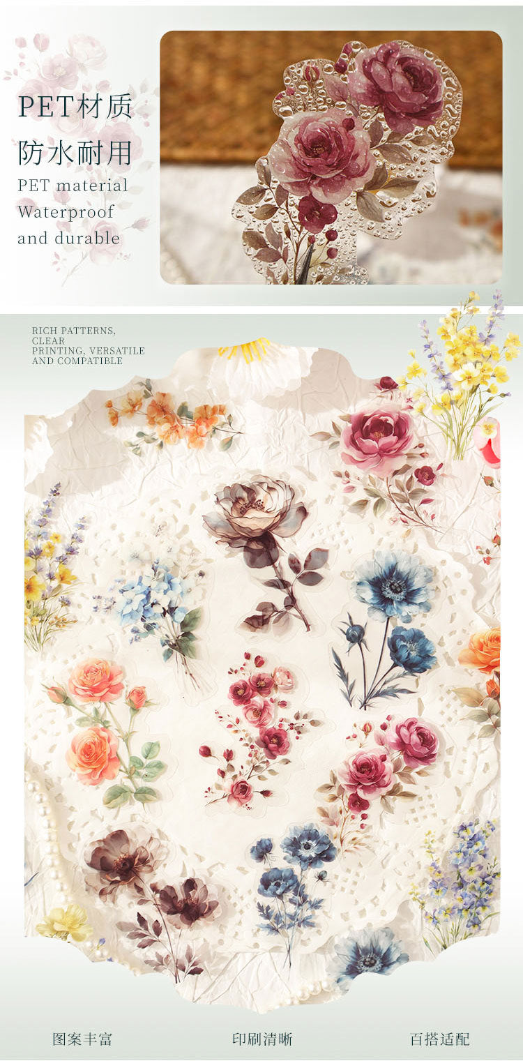 S-41 Flower Series Floral Journal Decoration Collage Material Base Stickers