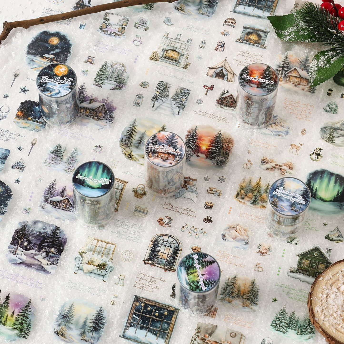 S-42 Dark Phantom Cloud Snow Series Sticker Tape Winter Theme Landscaping 6Style