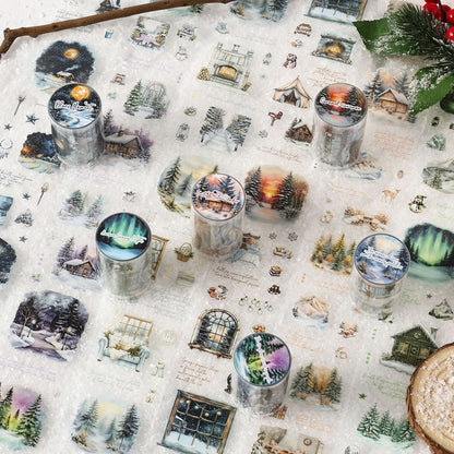 S-42 Dark Phantom Cloud Snow Series Sticker Tape Winter Theme Landscaping 6Style