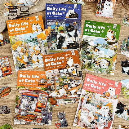 S-12 Meow Meow's Daily Series Cute Cartoon Theme Animal PET Sticker 6Style