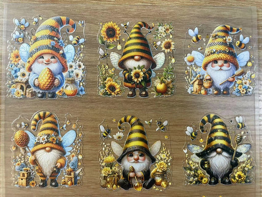 E-34 Bee gnome 3Dembossed sticker one piece