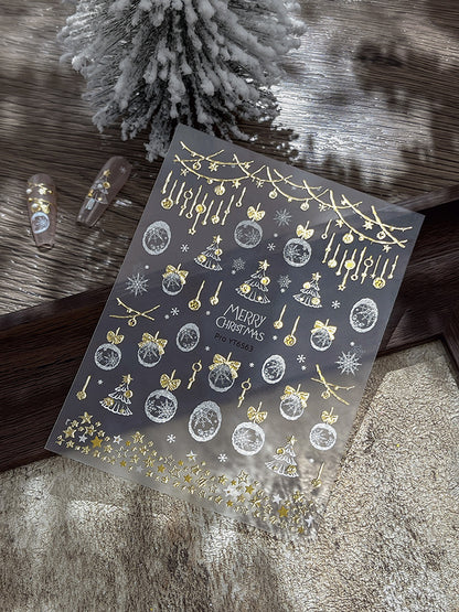 mini-8 Embossed Christmas Snowflake Ball Stickers