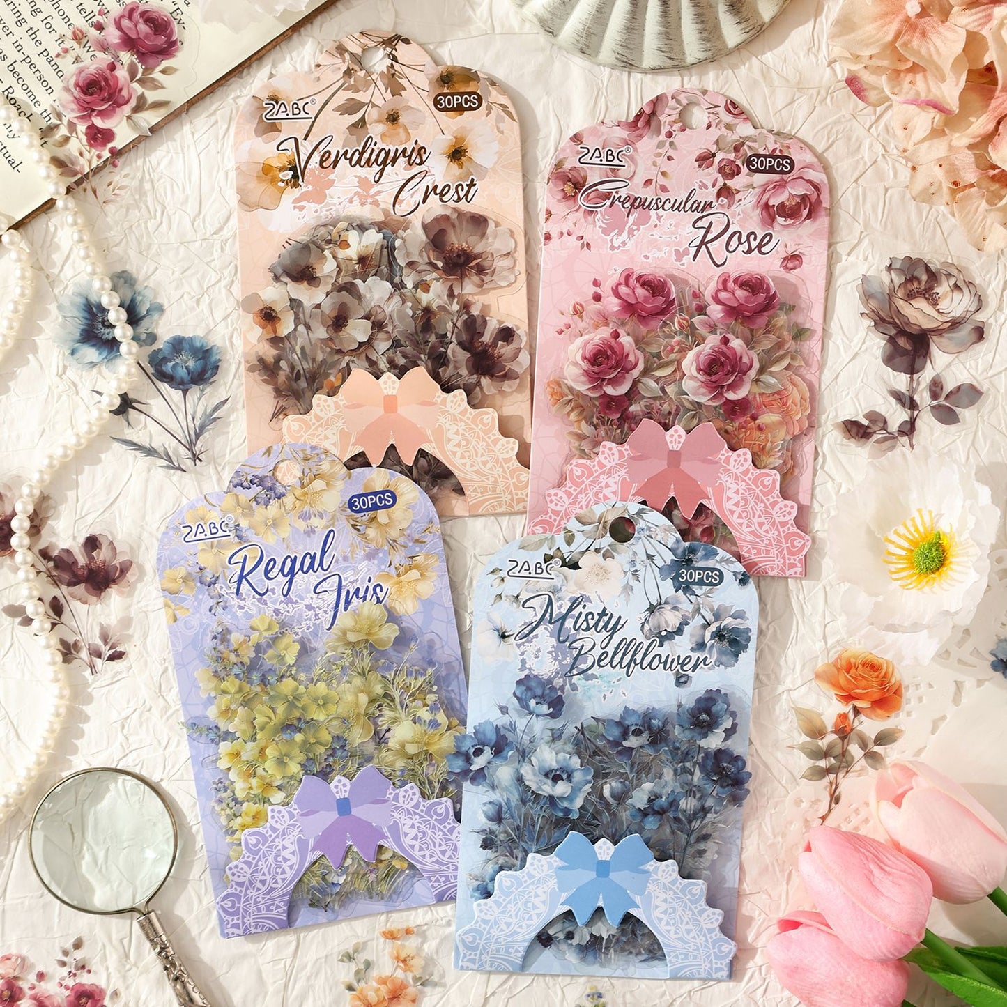 S-41 Flower Series Floral Journal Decoration Collage Material Base Stickers