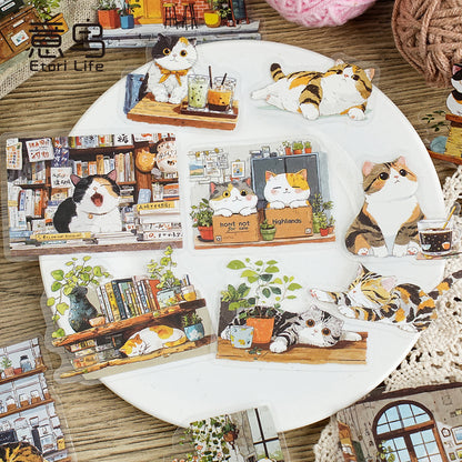 S-12 Meow Meow's Daily Series Cute Cartoon Theme Animal PET Sticker 6Style