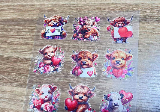 E-19 Valentine highland cow 3D embossed sticker 1 piece(148*210cm)