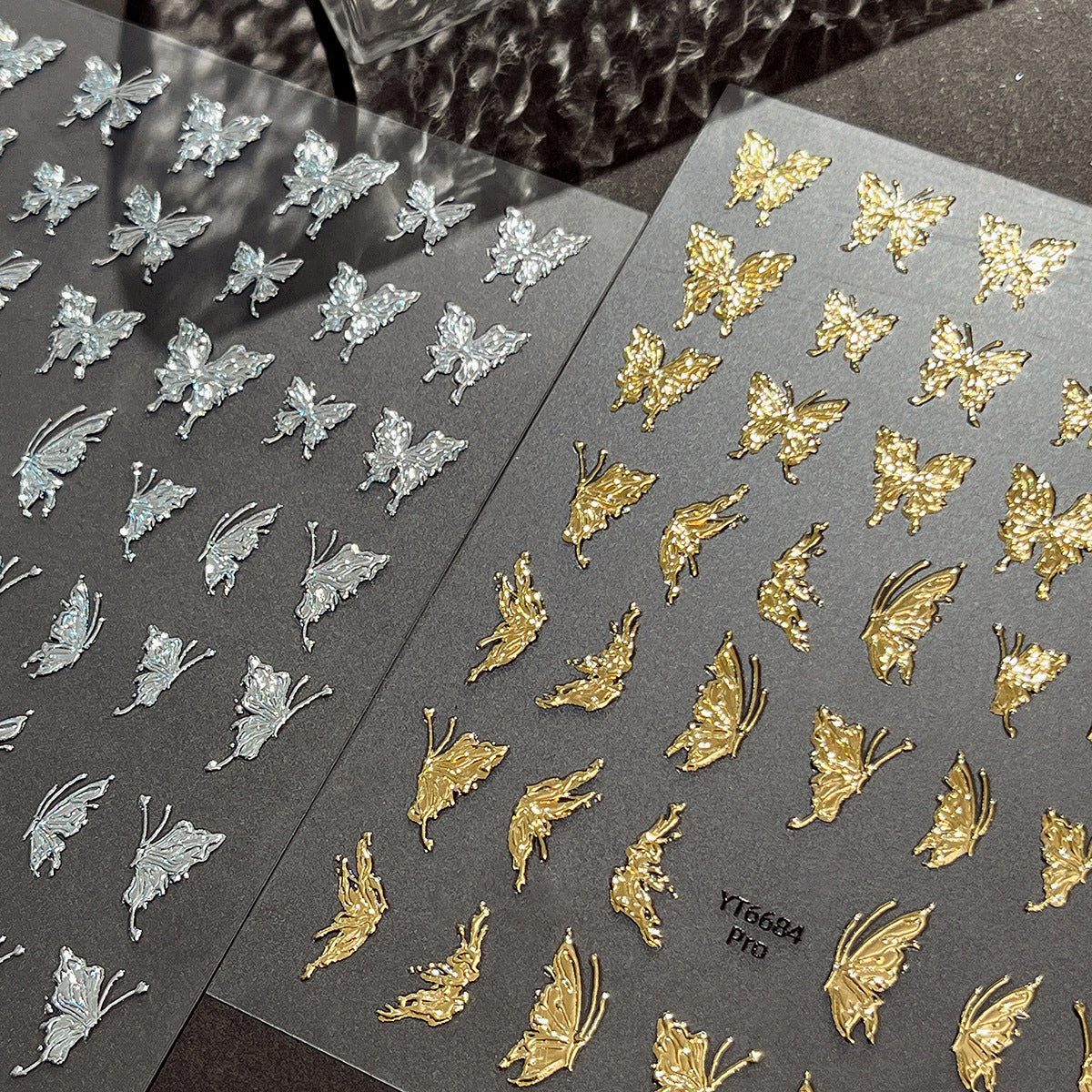 MINI-13 Silver Butterfly Stickers