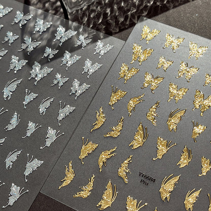 MINI-13 Silver Butterfly Stickers