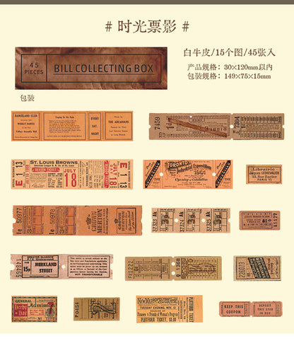 S-40  Retro Ticket Box Sticker Pack 6Style