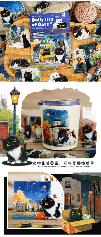 S-12 Meow Meow's Daily Series Cute Cartoon Theme Animal PET Sticker 6Style
