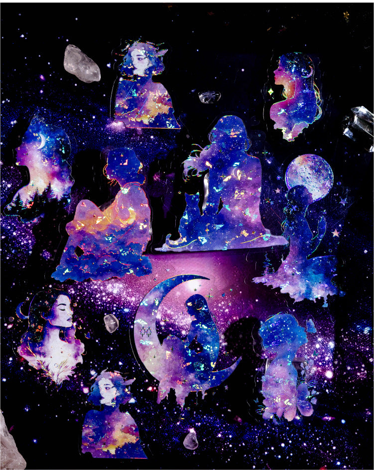 S-31  Ice Crystal PET 3D Laser Silver Sticker Starry Sky Secret Realm Series 6Style