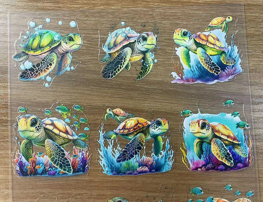 E-33 Sea turtle 3Dembossed sticker one piece
