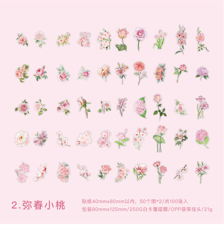 S-10 PET Stickers Flower Season Series Plant and Flower 6 Options