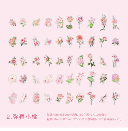 S-10 PET Stickers Flower Season Series Plant and Flower 6 Options