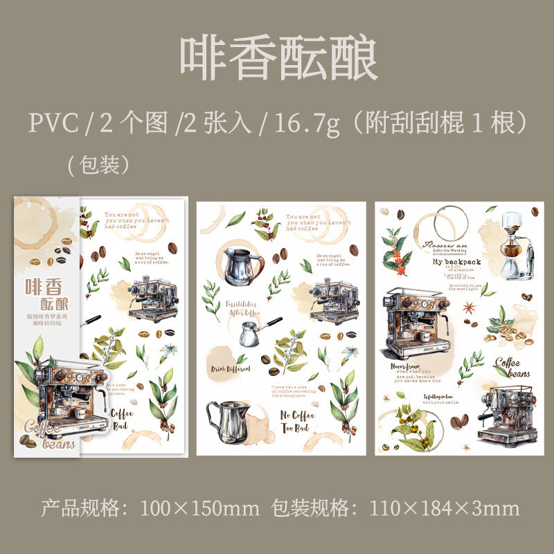S-22 Coffee Transfer Sticker Hazy Coffee Fragrance Dream Series  6Style