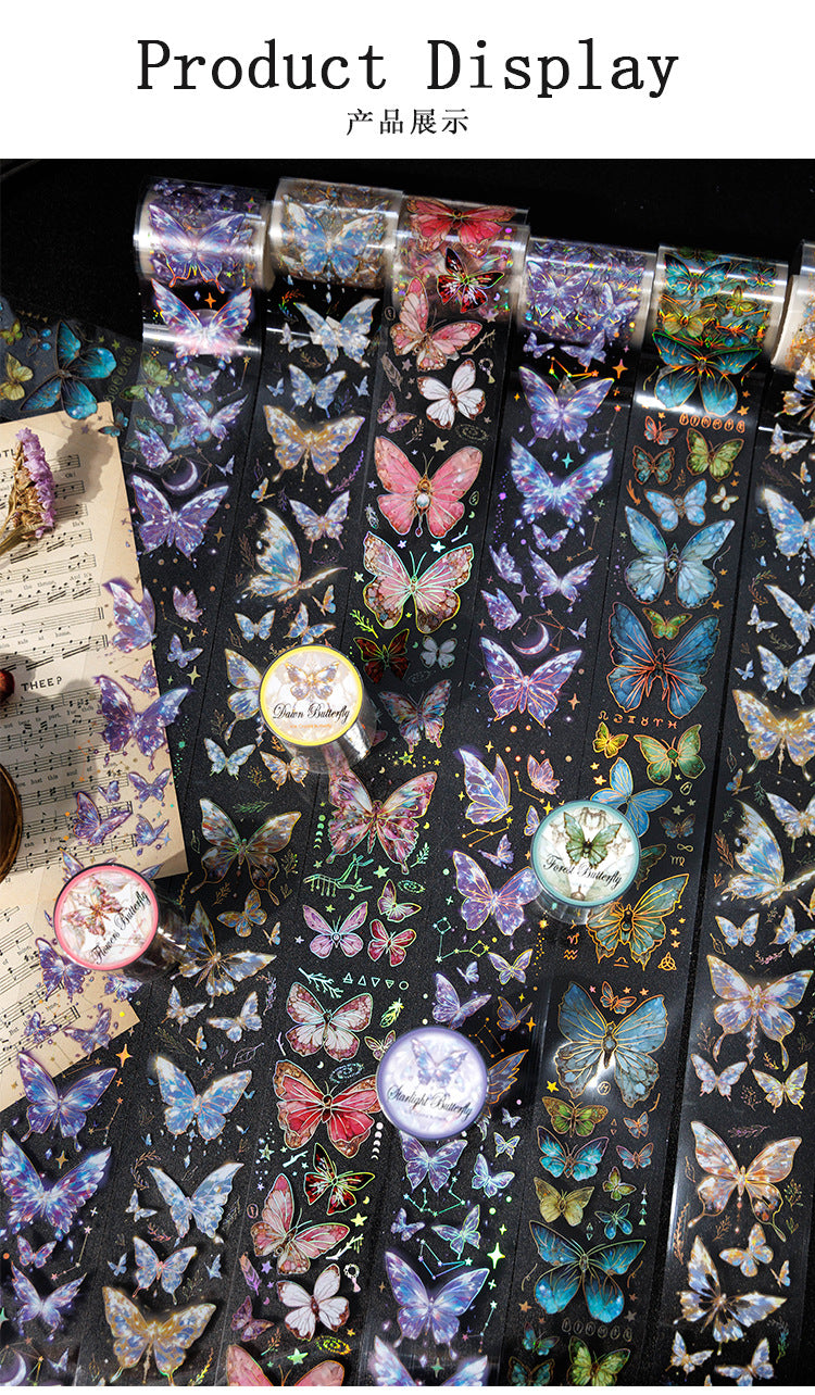 S-28 Ancient Forest PET Adhesive Tape Ice Crystal Butterfly Series 4Style