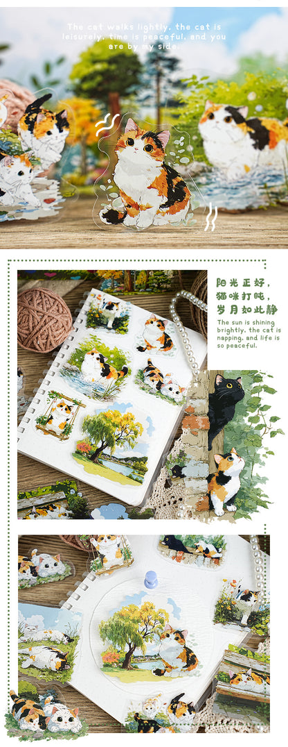 S-12 Meow Meow's Daily Series Cute Cartoon Theme Animal PET Sticker 6Style