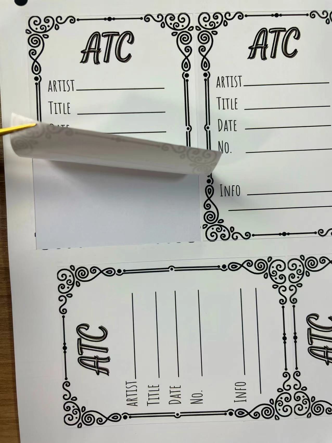 A-9  ATC backside precut sticker  A4 size（1Piece)