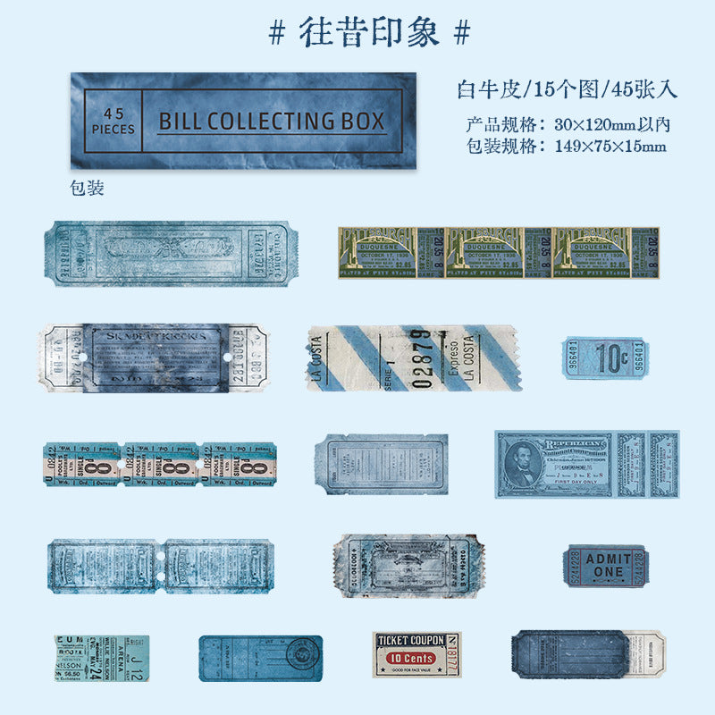 S-40  Retro Ticket Box Sticker Pack 6Style