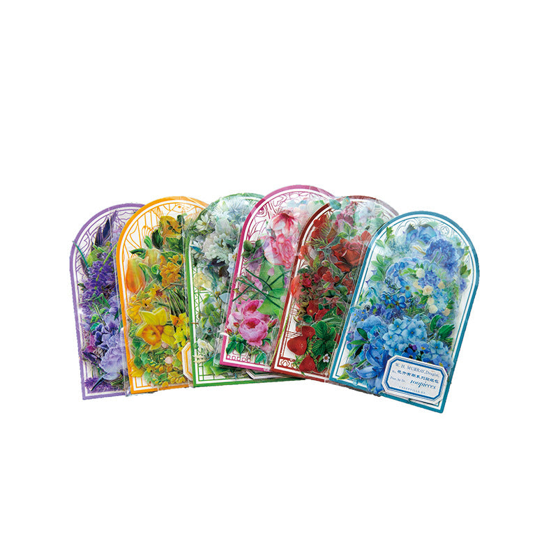 S-10 PET Stickers Flower Season Series Plant and Flower 6 Options
