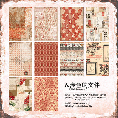 P-7 Dreaming of the Past Series Retro Theme Base Material Paper in 5 Styles