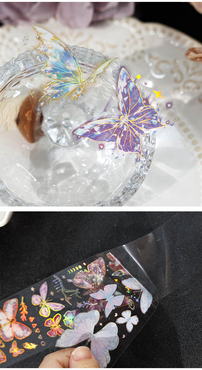 S-28 Ancient Forest PET Adhesive Tape Ice Crystal Butterfly Series 4Style