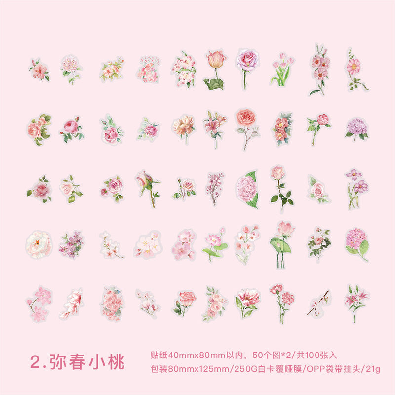 S-10 PET Stickers Flower Season Series Plant and Flower 6 Options