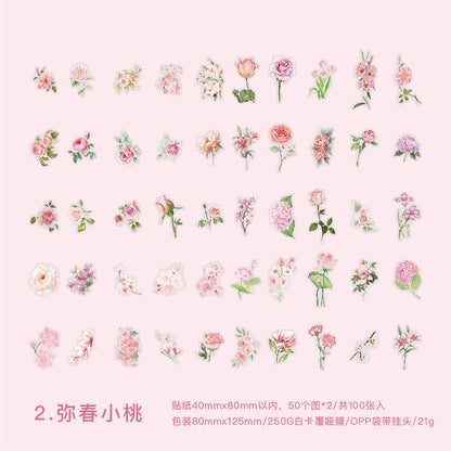 S-10 PET Stickers Flower Season Series Plant and Flower 6 Options