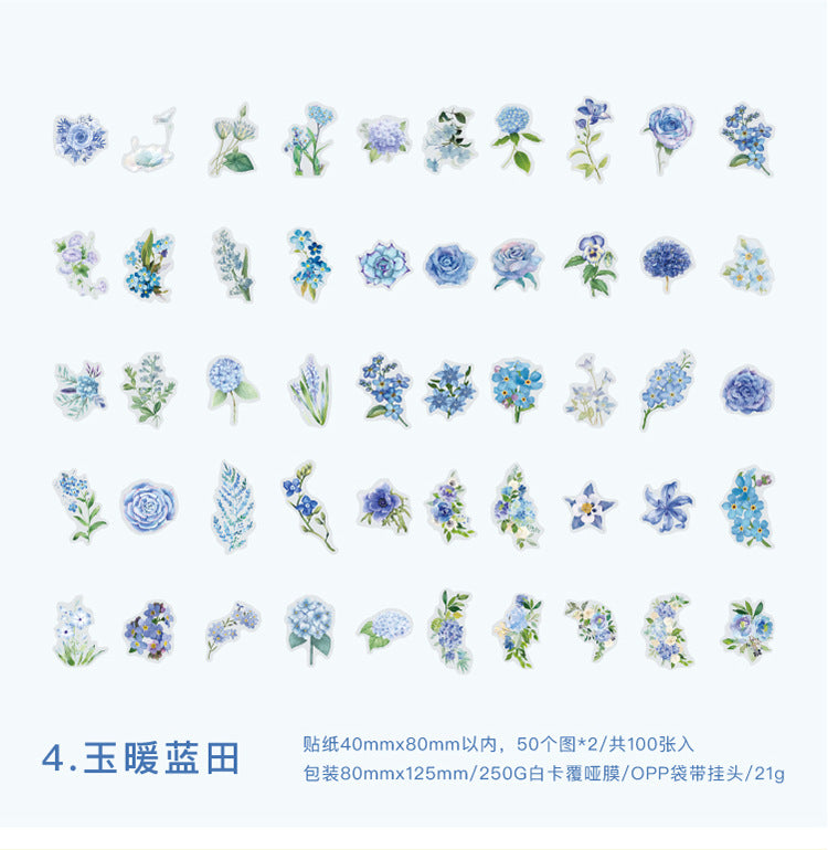 S-10 PET Stickers Flower Season Series Plant and Flower 6 Options
