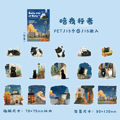S-12 Meow Meow's Daily Series Cute Cartoon Theme Animal PET Sticker 6Style