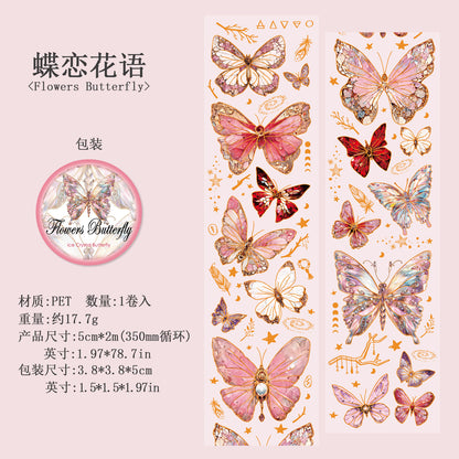 S-28 Ancient Forest PET Adhesive Tape Ice Crystal Butterfly Series 4Style