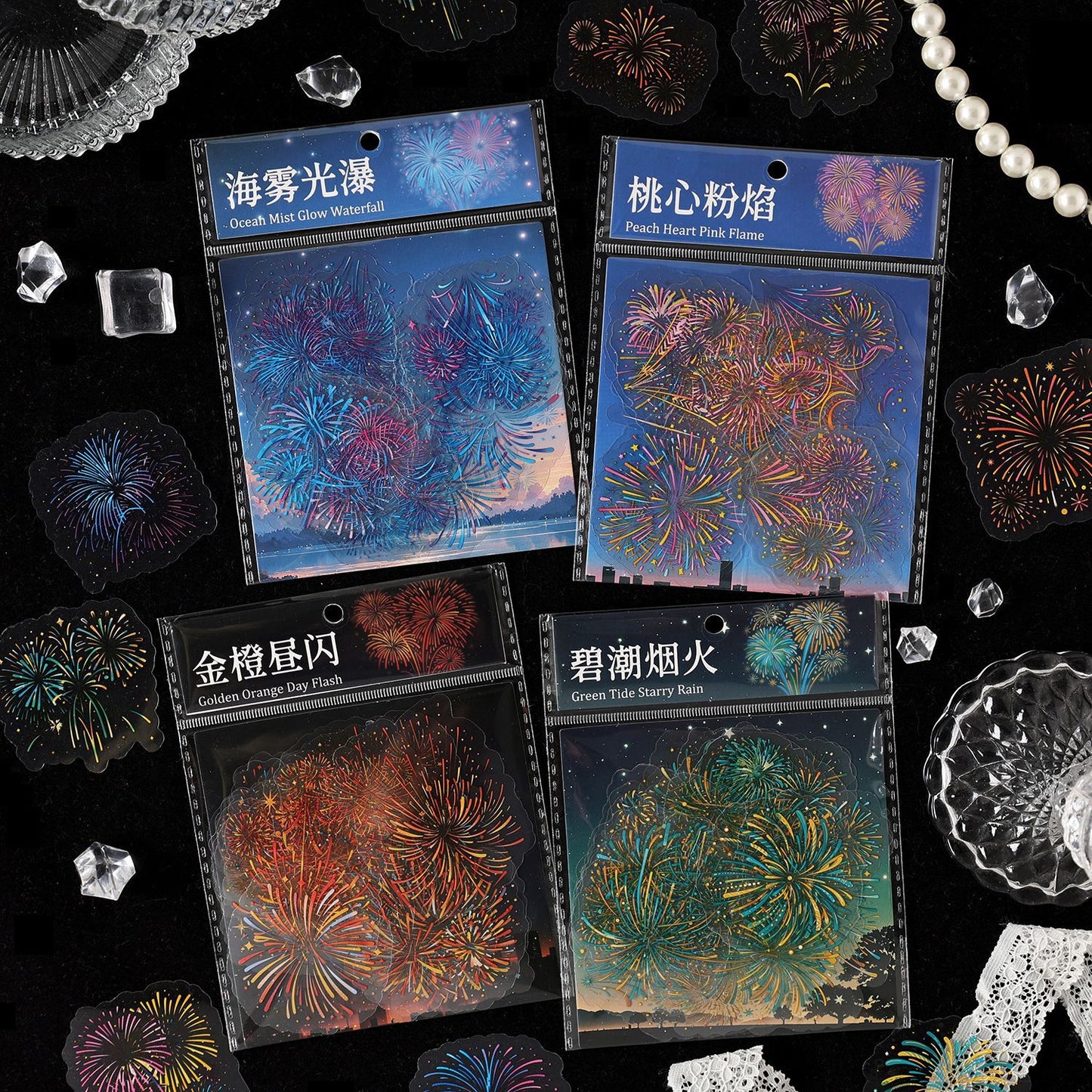 S-16 Dark Phantom PET Sticker package Gorgeous Fireworks Painting Series