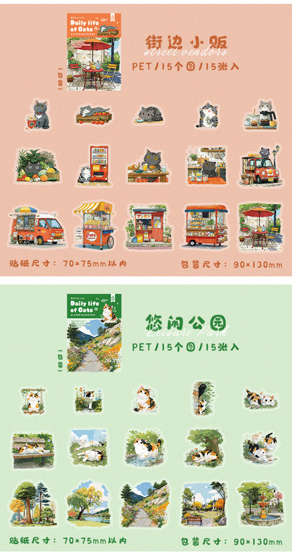 S-12 Meow Meow's Daily Series Cute Cartoon Theme Animal PET Sticker 6Style