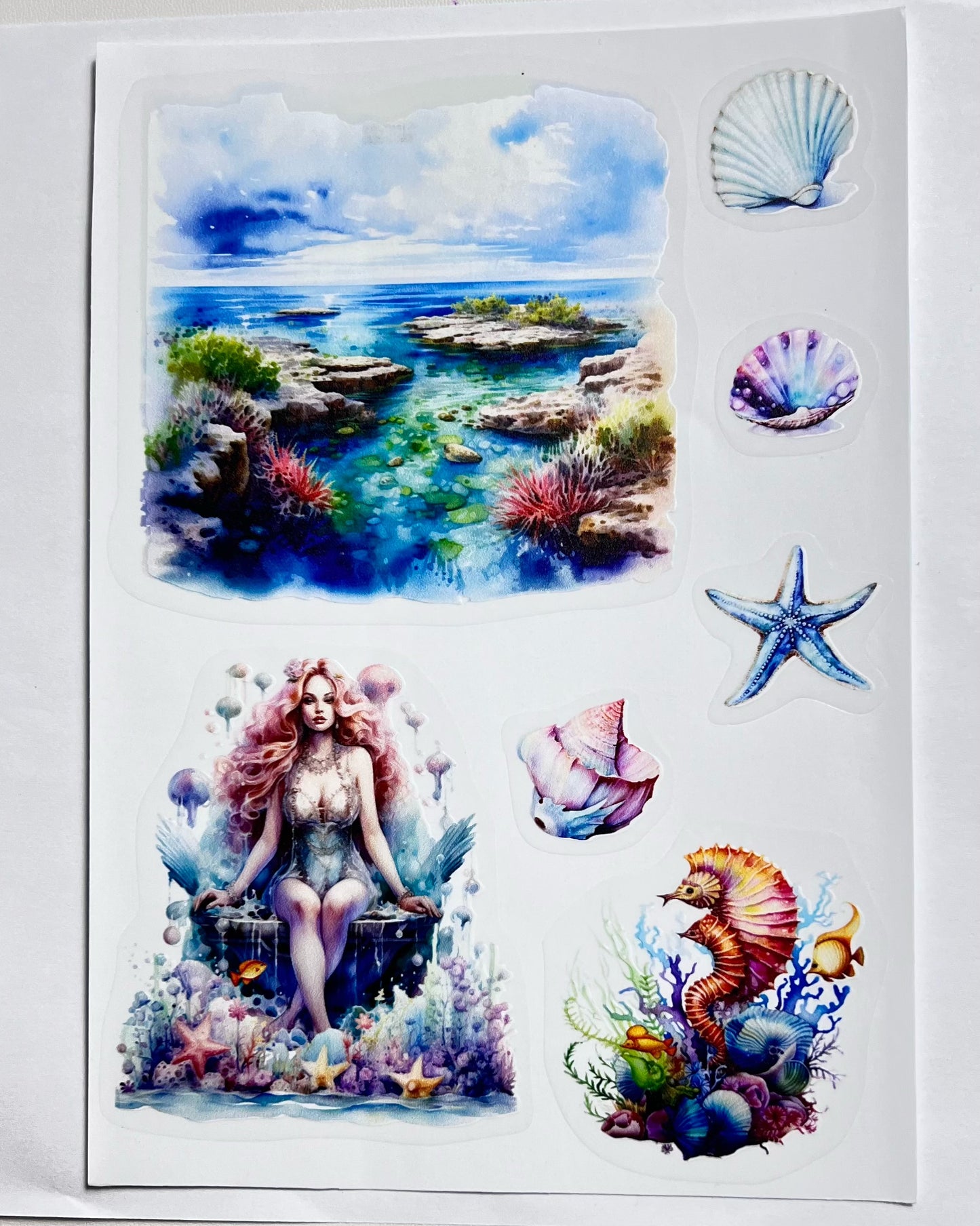 S-9 Underwater world/mermaid Stickers (pet precut sticker) 14*20cm each piece