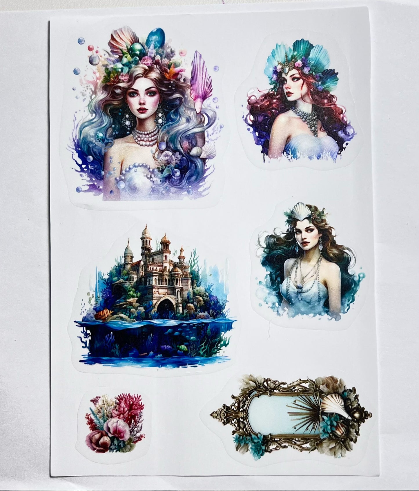 S-9 Underwater world/mermaid Stickers (pet precut sticker) 14*20cm each piece
